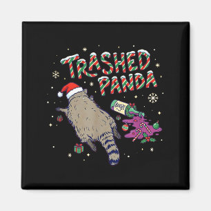 Christmas Funny Trashed Panda Racoon Gets Drunk Xm Magnet