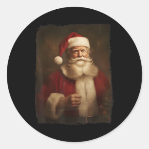 Christmas Funny Trump Santa Claus Retro Vintage Classic Round Sticker