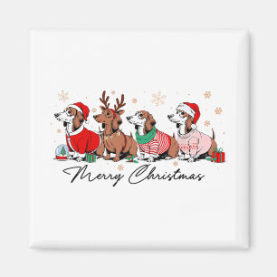 Christmas Funny Weenie Dog Dachshund Cute Merry Xm Magnet