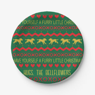 Christmas Furry Little Dogs Paper Plate