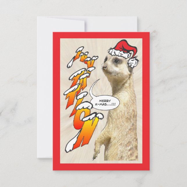 Christmas Furry Meerkat Invitation X-Mas (Front)
