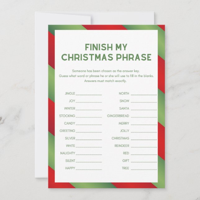 Christmas Game - Not Editable -  Invitation (Front)