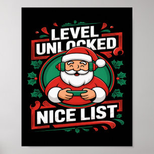 Christmas Gamer Boys Nice List Video Game Santa Xm Poster