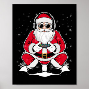 Christmas Gamer Boys Teen Video Game Santa Xmas  Poster