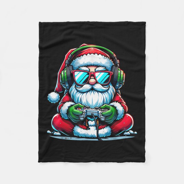 Christmas Gamer Boys Video Game Santa Xmas  Fleece Blanket (Front)