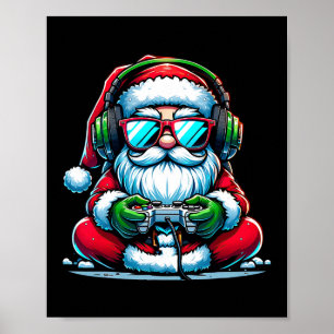 Christmas Gamer Boys Video Game Santa Xmas  Poster
