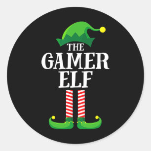 Christmas Gamer Elf Matching Family Group Christma Classic Round Sticker