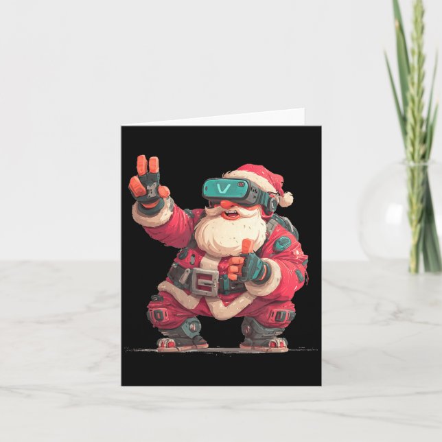 Christmas Gamer Look With This Cool Vr Santa Claus Card (Front)