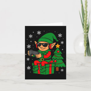 Christmas Gamer Retro Elf Funny Xmas Gaming Boys K Card