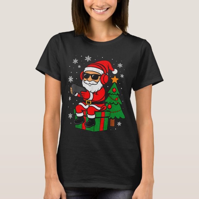 Christmas Gamer Retro Santa Funny Xmas Gaming Men  T-Shirt (Front)