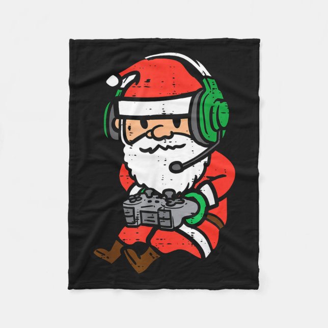 Christmas Gamer Santa Xmas Gaming Men Boys Kids Yo Fleece Blanket (Front)