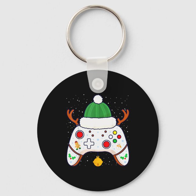 Christmas Gamer Video Game Controller Gamepad  Key Ring (Front)
