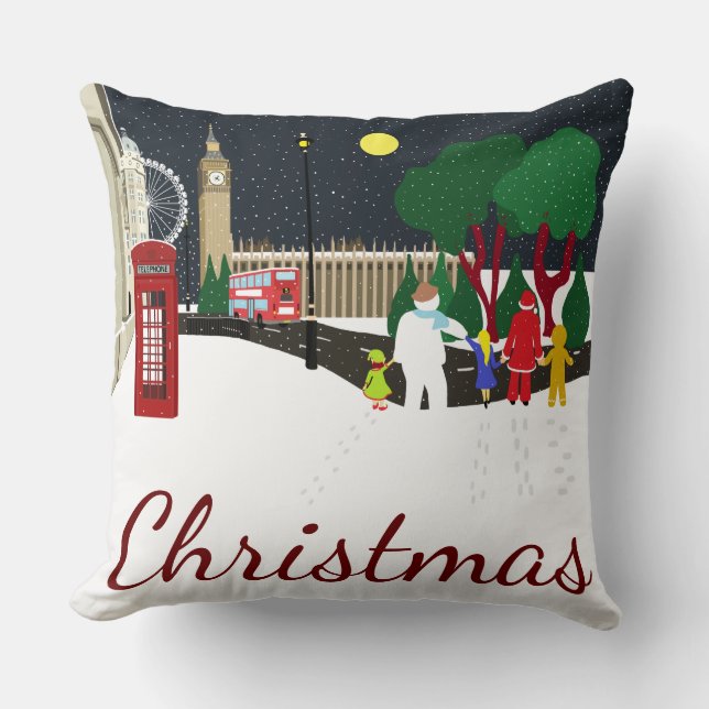 Christmas Gang in London Cushion (Front)