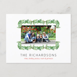 Christmas Gardland Family Photo Holiday Postcard