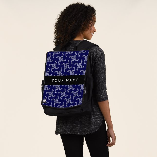 Christmas Garland, Blue, Your name, Personalise Backpack (Worn)