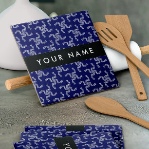 Christmas Garland, Blue, Your name, Personalise Tile
