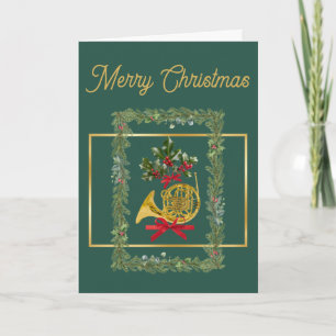 Christmas Garland Dark Green Holiday Card