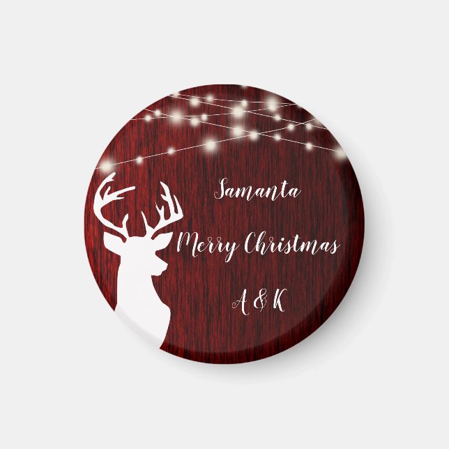 Christmas ,garland, deer head,personalised magnet (Front)