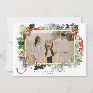 Christmas Garland Family Photo Flat Holiday Card