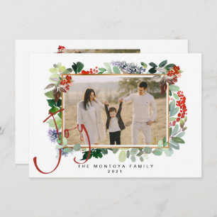 Christmas Garland Family Photo Flat Holiday Card