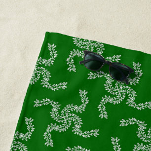 Christmas Garland Green, Christmas Decoration Beach Towel