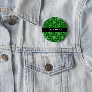 Christmas Garland, Green, Your name, Personalise 6 Cm Round Badge