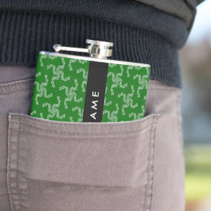 Christmas Garland, Green, Your name, Personalise Hip Flask