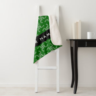 Christmas Garland, Green, Your name, Personalise Sherpa Blanket
