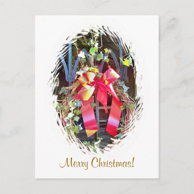 CHRISTMAS GARLAND HOLIDAY POSTCARD (Front)
