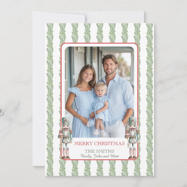 Christmas Garland Nutcracker Grandmillenial Photo Holiday Card (Front)