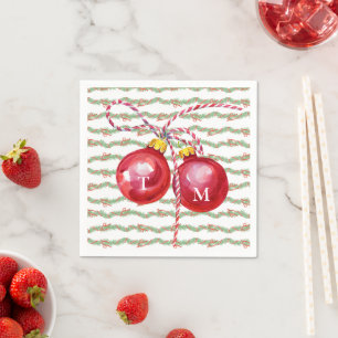 Christmas Garland Ornament Monogram Preppy Napkin