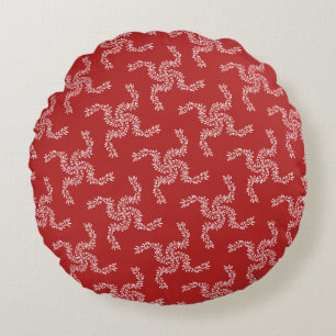 Christmas Garland Red, Christmas Decoration, Xmas Round Cushion