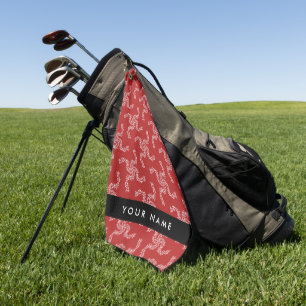 Christmas Garland, Red, Your name, Personalise Golf Towel