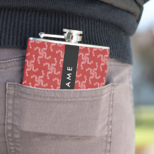 Christmas Garland, Red, Your name, Personalise Hip Flask