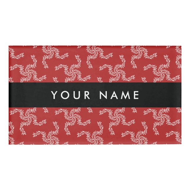 Christmas Garland, Red, Your name, Personalise Name Tag (Front)