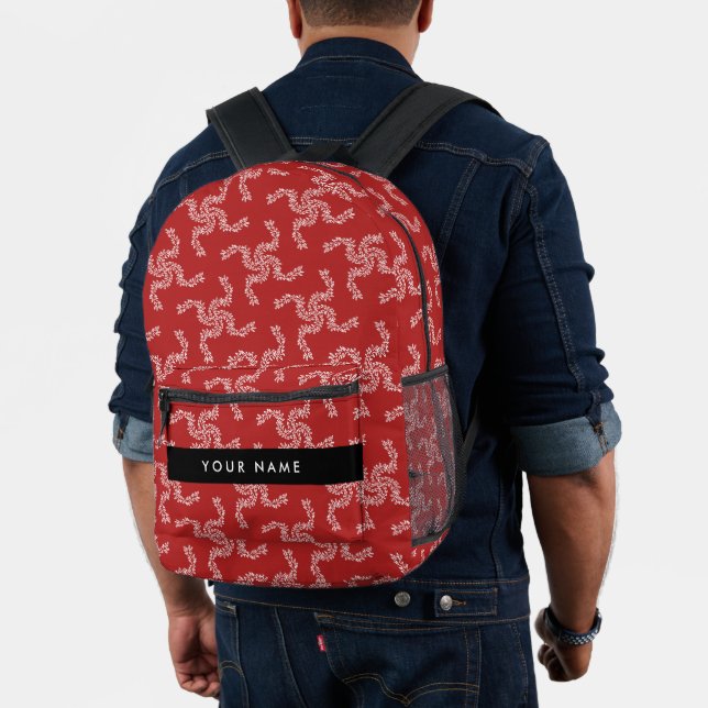 Christmas Garland, Red, Your name, Personalise Printed Backpack (Insitu (Model))