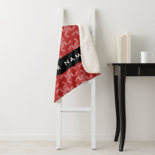 Christmas Garland, Red, Your name, Personalise Sherpa Blanket