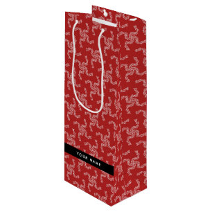 Christmas Garland, Red, Your name, Personalise Wine Gift Bag