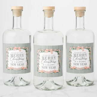Christmas Garland Ribbon Frame Liquor Bottle Label