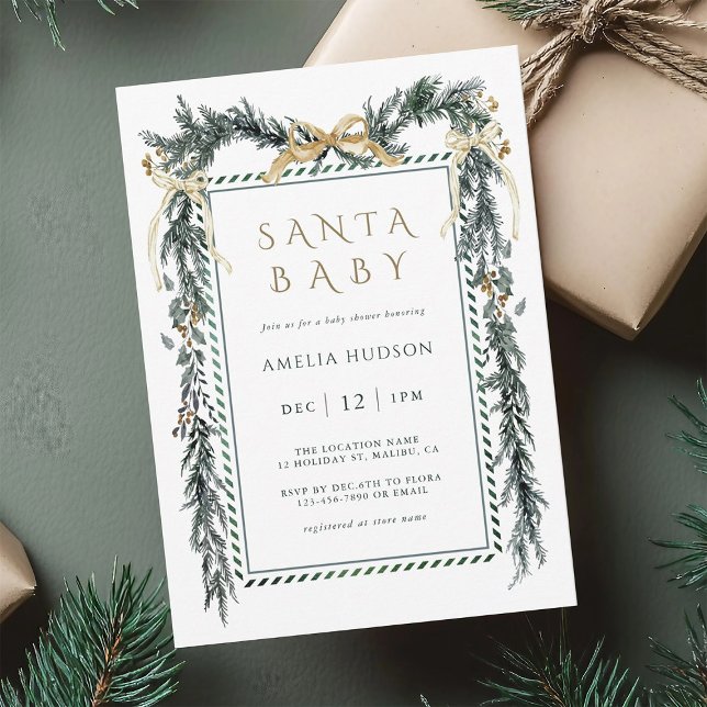 Christmas Garland Santa Baby Shower                Invitation (Creator Uploaded)