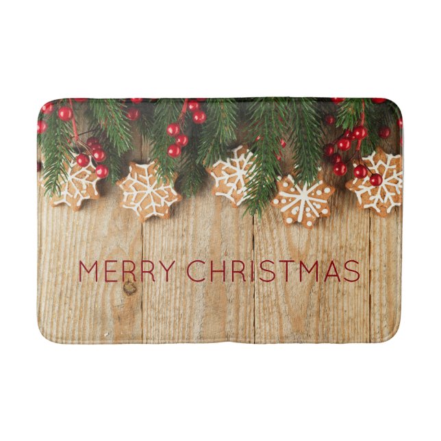 Christmas Garland & Snowflake Cookies Bathmat (Front)