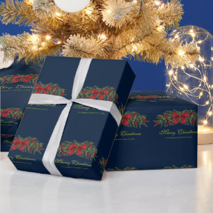 Christmas Garland With A Red Bow And Baubles Wrapping Paper