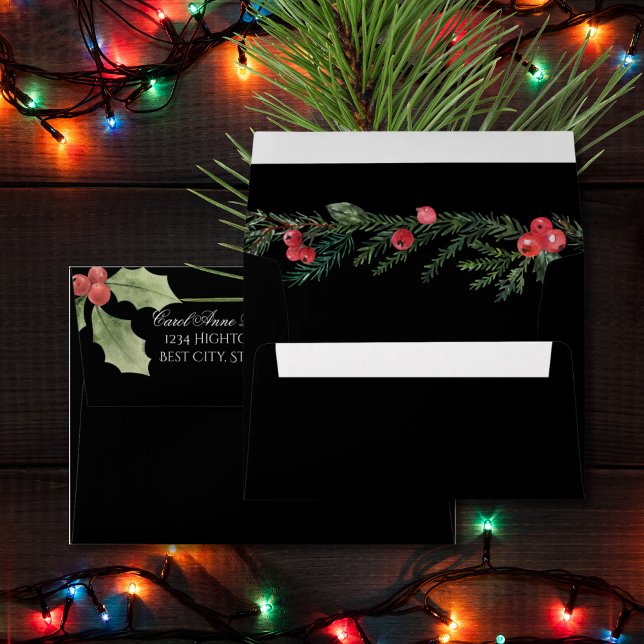 Christmas Garland with Holly Christmas A7 Envelope (Creator Uploaded)