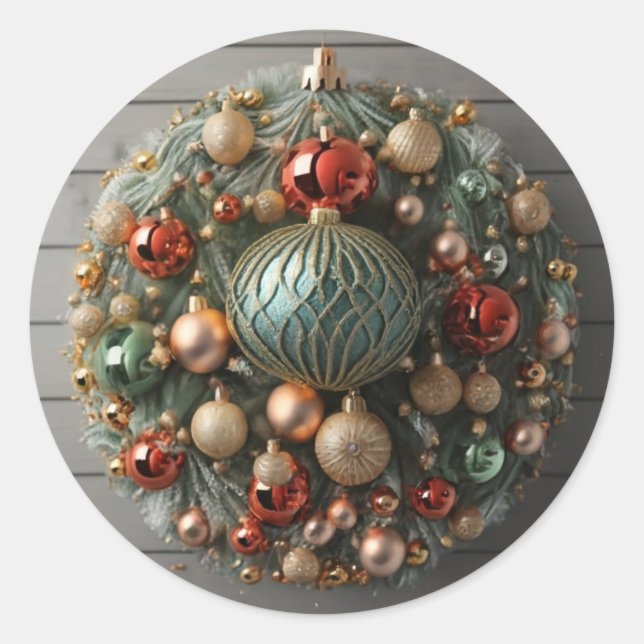 Christmas Garland wreath  Classic Round Sticker (Front)
