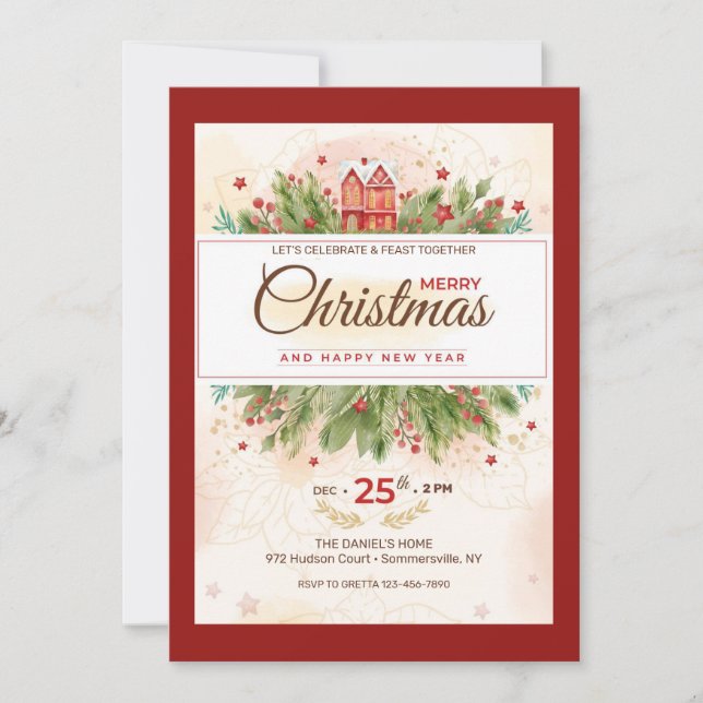 Christmas Gathering Dinner Party Invitation (Front)