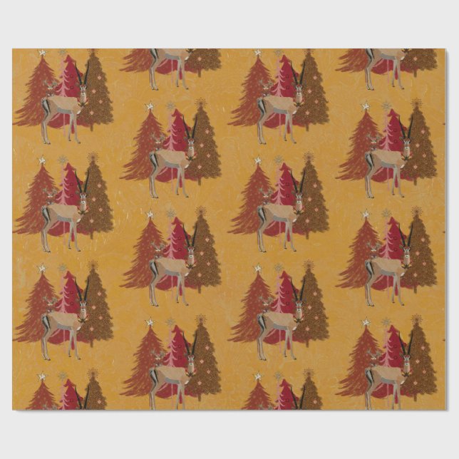 CHRISTMAS GAZELLE Wrapping Paper (Flat)