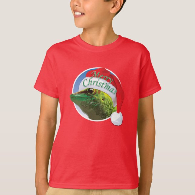 Christmas Gecko - Kids' Basic Hanes T-Shirt (Front)