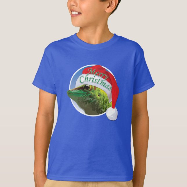 Christmas Gecko - Kids' Basic Hanes T-Shirt (Front)