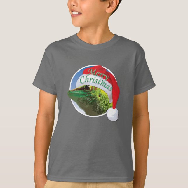 Christmas Gecko - Kids' Basic Hanes T-Shirt (Front)