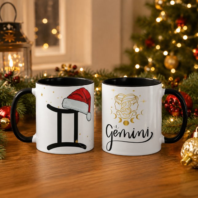 Christmas Gemini Zodiac Santa Hat Mug (Creator Uploaded)